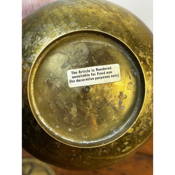 Vintage Decorative Brass Tea Kettle W/Wood Handle & Gooseneck Spout Patina - Picture 9 of 10